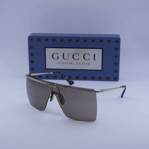 Gucci GG1096S 002 Shield Sunglasses - Gold/Brown - Picture 5 of 10